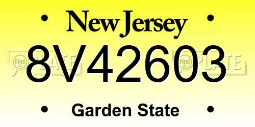 8V42603 New Jersey License Plate