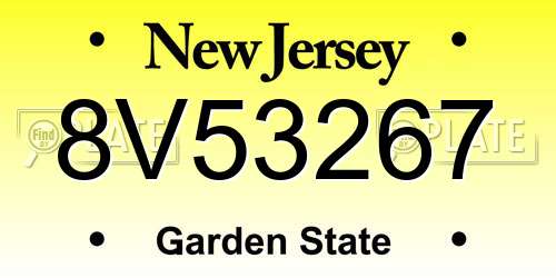 8V53267 New Jersey License Plate