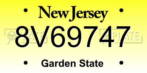 8V69747 New Jersey License Plate