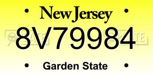 8V79984 New Jersey License Plate