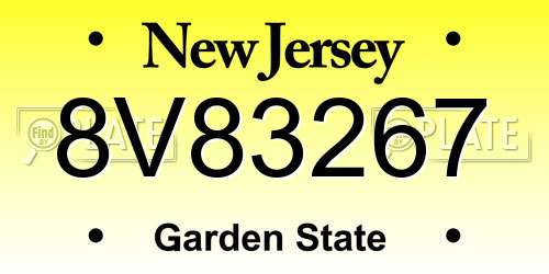 8V83267 New Jersey License Plate
