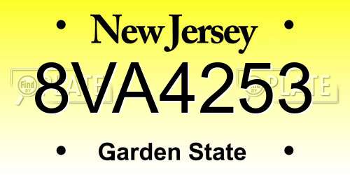8VA4253 New Jersey License Plate