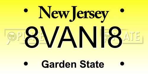 8VANI8 New Jersey License Plate