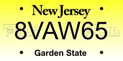 8VAW65 New Jersey License Plate