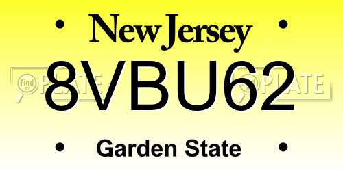 8VBU62 New Jersey License Plate