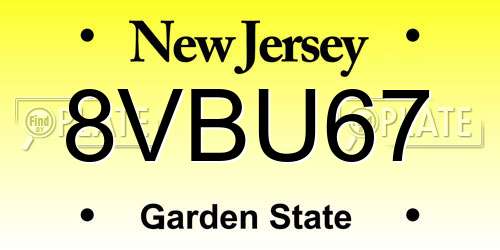 8VBU67 New Jersey License Plate