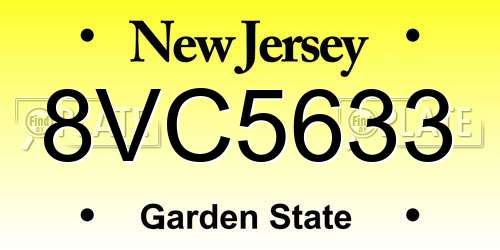 8VC5633 New Jersey License Plate