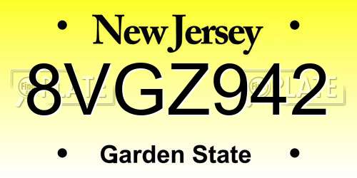 8VGZ942 New Jersey License Plate