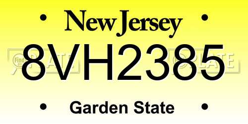 8VH2385 New Jersey License Plate