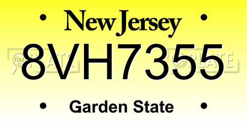 8VH7355 New Jersey License Plate