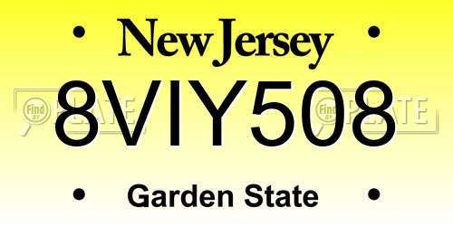 8VIY508 New Jersey License Plate
