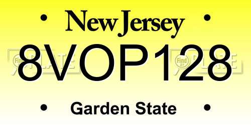 8VOP128 New Jersey License Plate