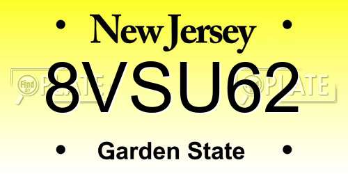 8VSU62 New Jersey License Plate