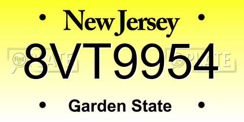 8VT9954 New Jersey License Plate