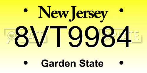 8VT9984 New Jersey License Plate