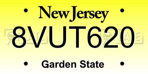 8VUT620 New Jersey License Plate