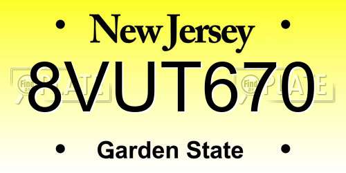 8VUT670 New Jersey License Plate