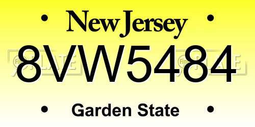 8VW5484 New Jersey License Plate