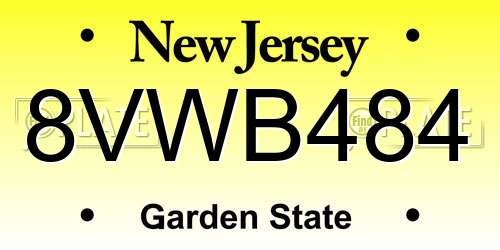 8VWB484 New Jersey License Plate
