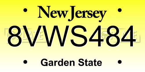 8VWS484 New Jersey License Plate