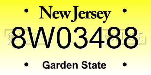 8W03488 New Jersey License Plate