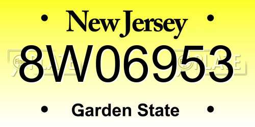 8W06953 New Jersey License Plate