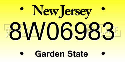 8W06983 New Jersey License Plate