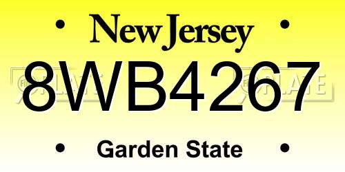 8WB4267 New Jersey License Plate