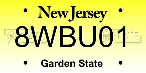 8WBU01 New Jersey License Plate
