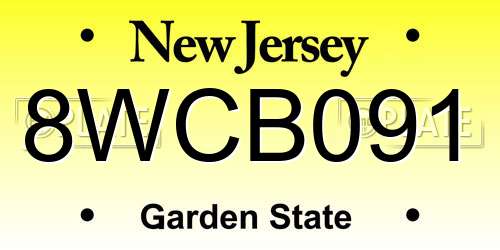 8WCB091 New Jersey License Plate