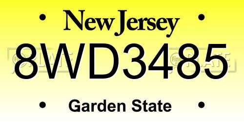 8WD3485 New Jersey License Plate