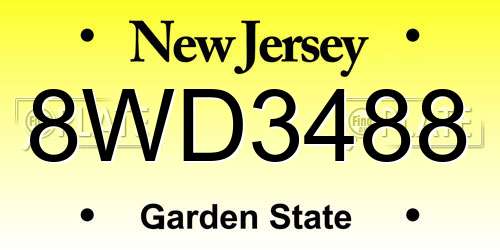 8WD3488 New Jersey License Plate
