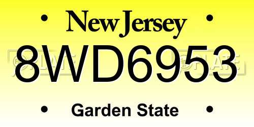 8WD6953 New Jersey License Plate