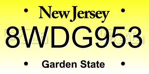 8WDG953 New Jersey License Plate