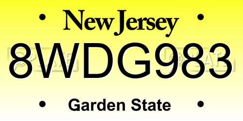 8WDG983 New Jersey License Plate