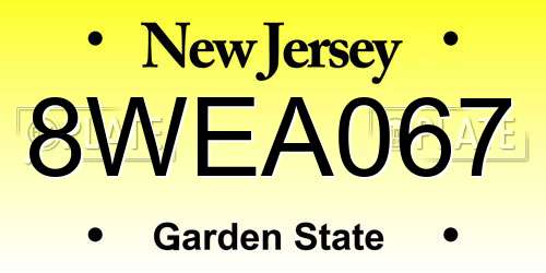 8WEA067 New Jersey License Plate