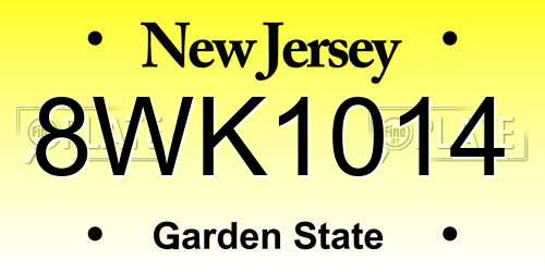 8WK1014 New Jersey License Plate