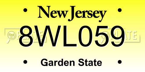 8WL059 New Jersey License Plate