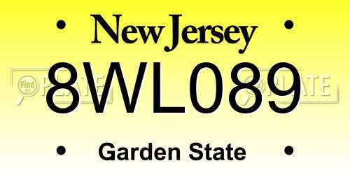 8WL089 New Jersey License Plate