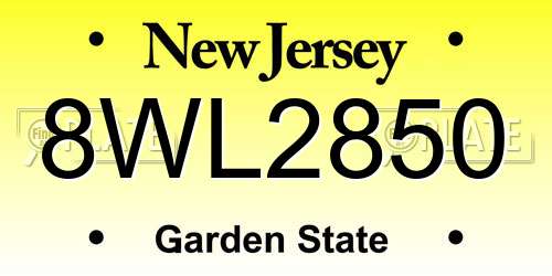 8WL2850 New Jersey License Plate
