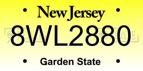 8WL2880 New Jersey License Plate