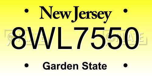 8WL7550 New Jersey License Plate