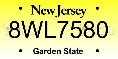 8WL7580 New Jersey License Plate