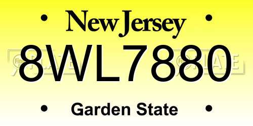 8WL7880 New Jersey License Plate