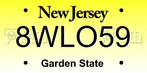 8WLO59 New Jersey License Plate