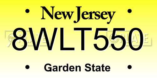 8WLT550 New Jersey License Plate