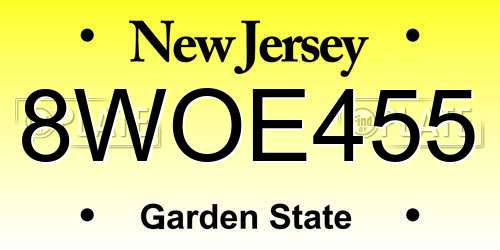 8WOE455 New Jersey License Plate