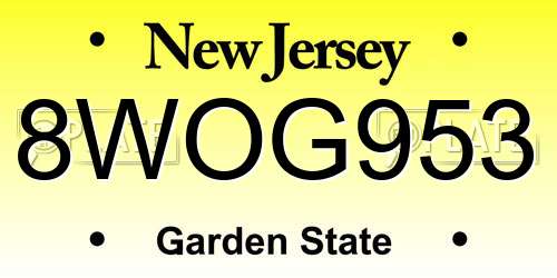 8WOG953 New Jersey License Plate