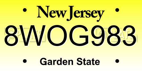 8WOG983 New Jersey License Plate