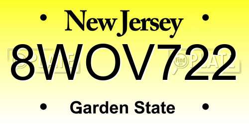 8WOV722 New Jersey License Plate